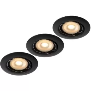 Focus Modern Recessed Downlight - Ø8,1cm - LED Dim. - GU10 - 3x5W 3000K - Black - Set of 3