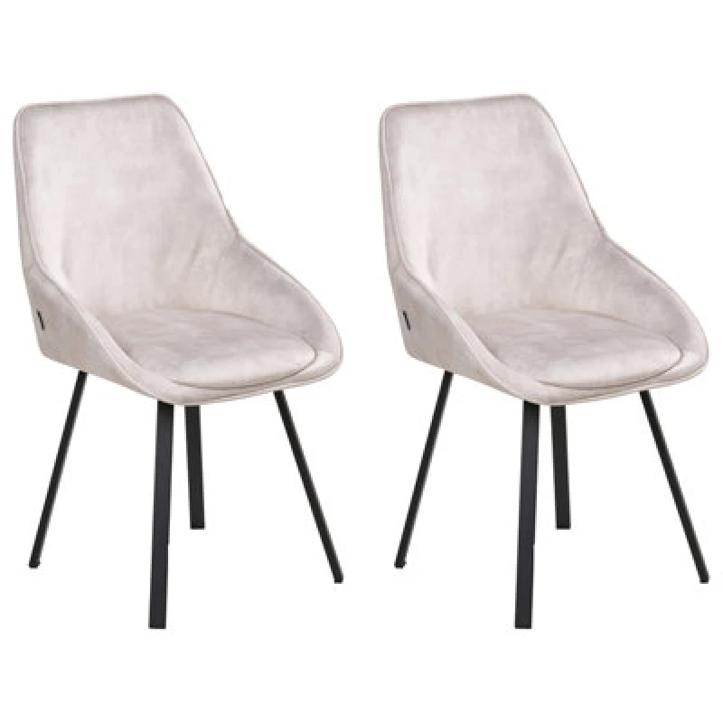 Image of Beliani Set Of 2 Dining Chairs Swivel Terlton Velvet Light Beige