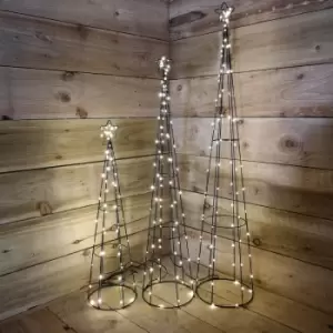 Image of Samuel Alexander - Premier Set of 3 Christmas Pyramid Cone Lights Warm White 250LED Indoor Outdoor