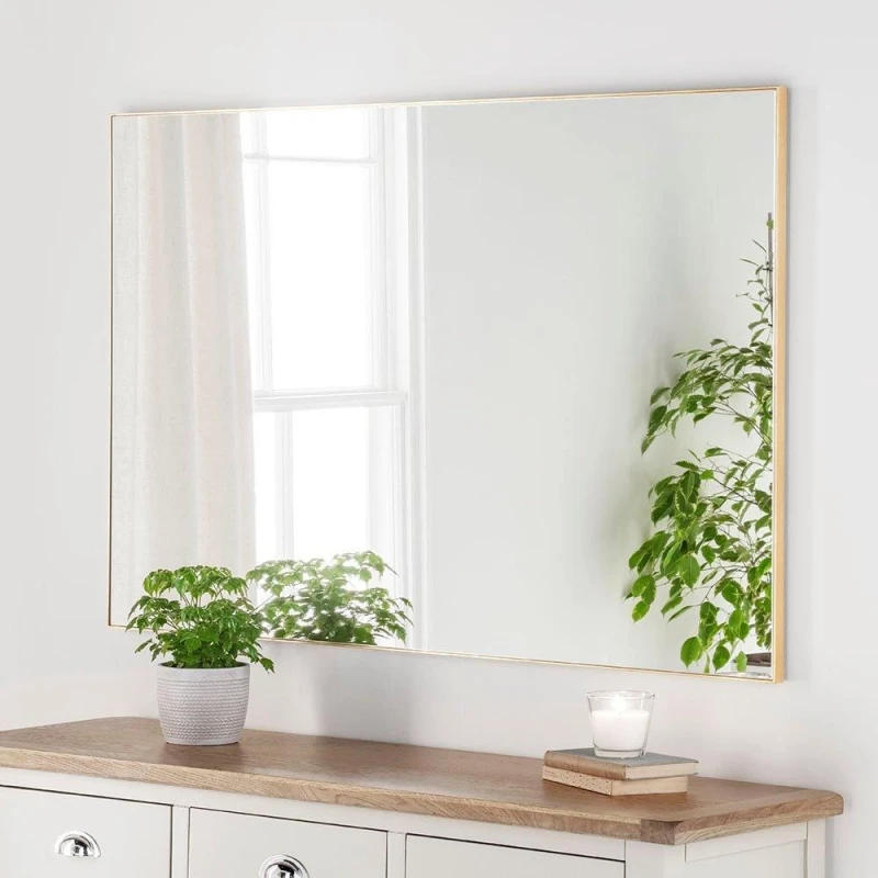Image of Yearn Mirrors Minimal Gold Rectangular Mirror 120x80cm Gold