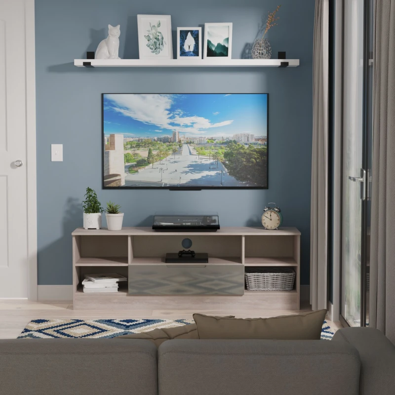 Image of Ready Assembled 2 U Lucca Wide 1 Drawer TV & Media Unit (Ready Assembled) in Grey Grey Unisex