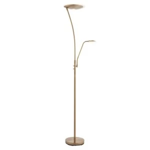 image of LED 1 Light Floor Lamp Antique Brass, And Frosted Plastic