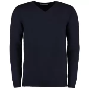 Image of Kustom Kit Mens Arundel Long Sleeve V-Neck Sweater (XS) (Navy Blue)