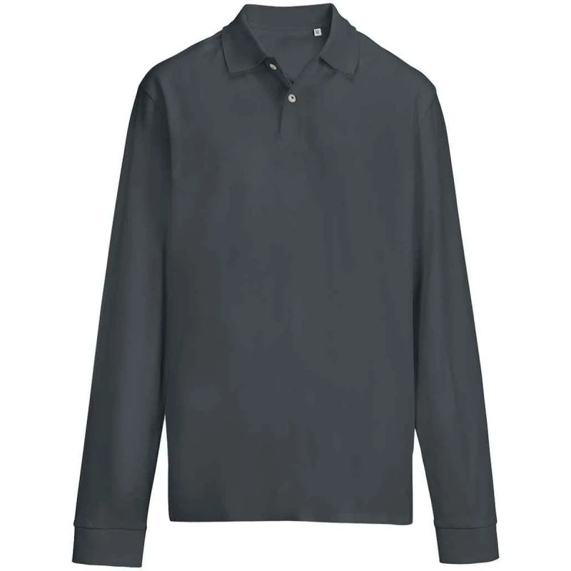 Image of SOL'S Mens Pique Long-Sleeved Polo Shirt in Dark Grey Size: Large Dark Grey Male L