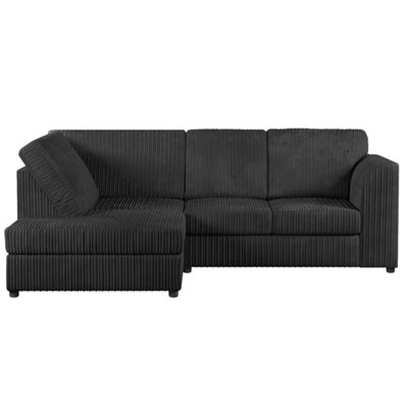 Image of Furnishings For Less UK Luxor Black Jumbo Cord 4 Seater Corner Sofa Left Hand Facing - Full Back