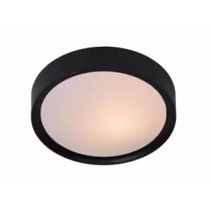 image of Lucide Lex Modern Flush Ceiling Light 33cm 2xE27 Black