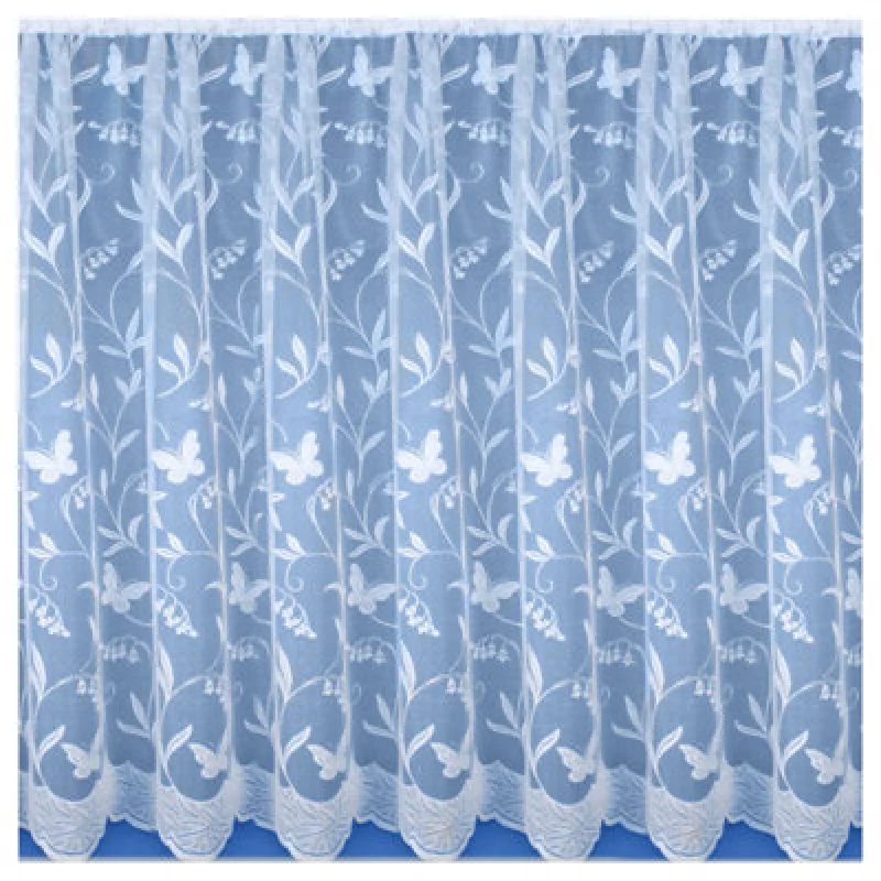 Image of Tyrone Textiles 500x122cm Hawaii Lace Floral Net Cut Panel with Butterflies (197x48"), White HAWPAB48