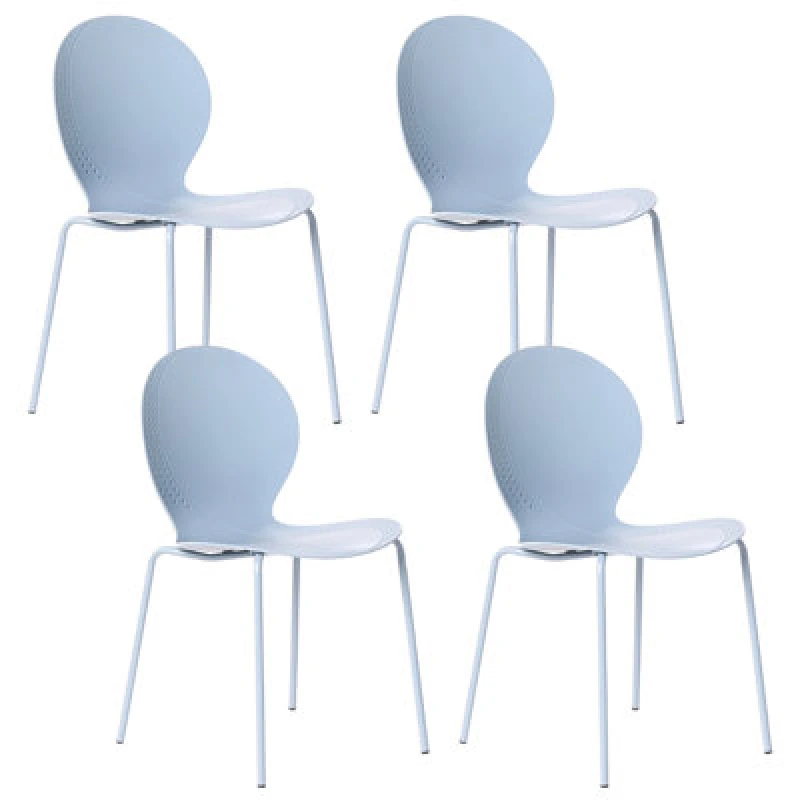 Image of Beliani Set Of 4 Garden Chairs Milos Stacking Light Blue