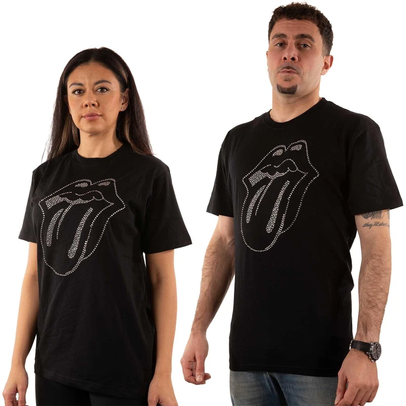 Image of The Rolling Stones Mens Diamante T-Shirt in Black Size: Medium Black Male M
