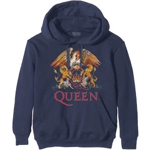 Image of Queen - Classic Crest Mens XX-Large Pullover Hoodie - Navy Blue