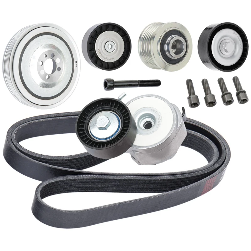 Image of RIDEX 542R0864 V-ribbed belt set Pulleys: with freewheel belt pulley V-Ribbed Belt Set (542)