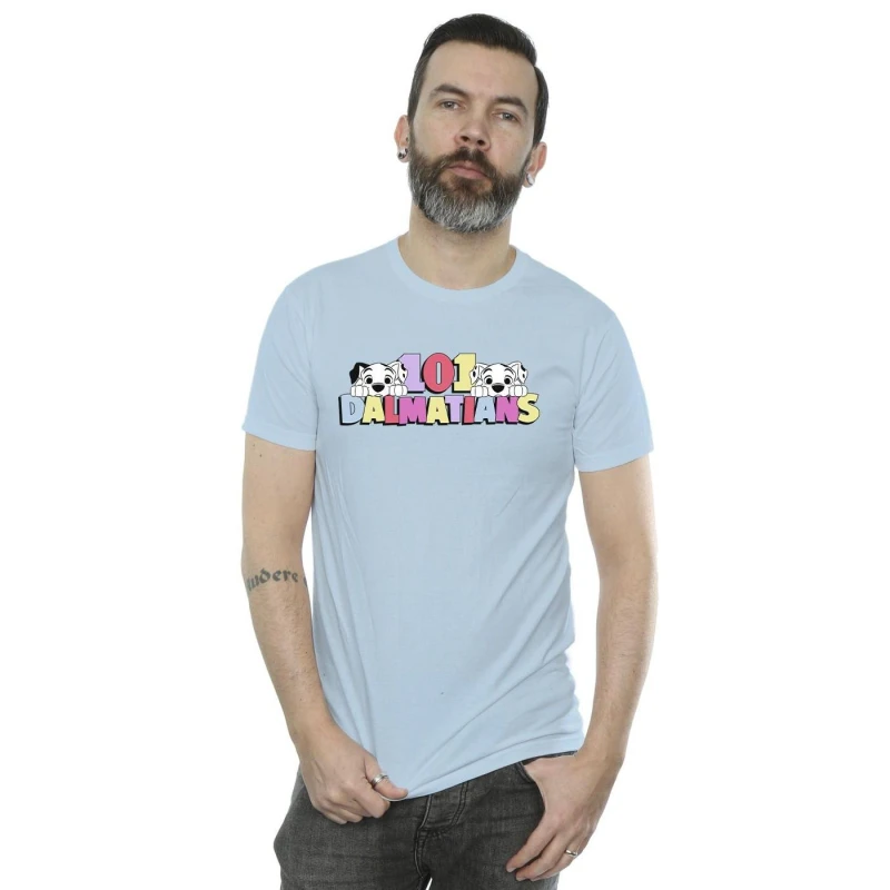Image of Disney Men 101 Dalmatians Multi Colour T-Shirt in Baby Blue Size: Small Baby Blue S Male 5059934307889
