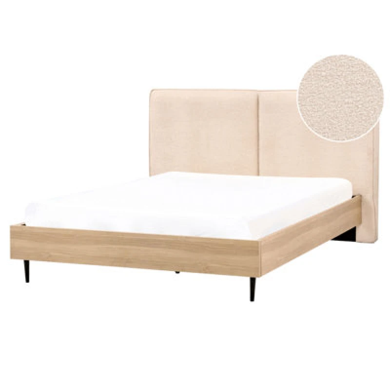 Image of Beliani Bed Boucle Izernore 160 X 200 Cm (Eu King Size) Beige