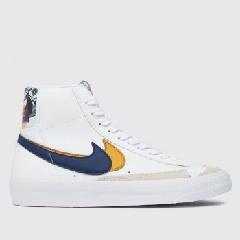 Image of Nike White & Blue Blazer Mid 77 Se Trainers Youth