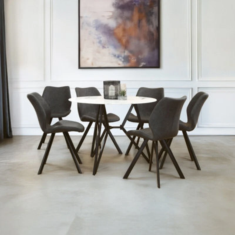 Image of Premier Housewares Durable Round Grey Dining Set, Space Saving Design Dining Set, Contemporary Small Dining Set For House Grey