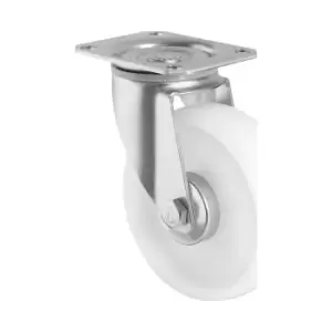 Image of EUROKRAFTbasic Nylon tyres, white, wheel Ø x width 150 x 50 mm, mounting plate, 2+ items, swivel castor