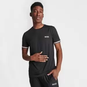 Image of Mens Hugo Boss x Matteo Berrettini Logo Striped Crewneck T-Shirt