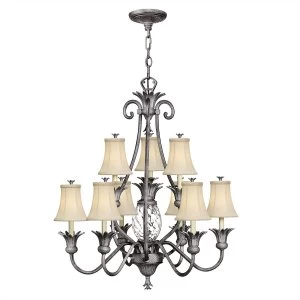 image of 10 Light Multi Arm Chandelier Polished Antique Nickel Finish, E14