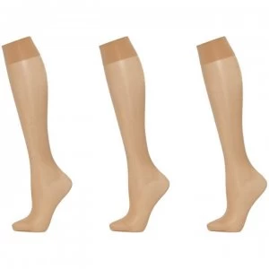 image of Wolford Satin touch 3 pair pack 20 denier knee high socks - Sand