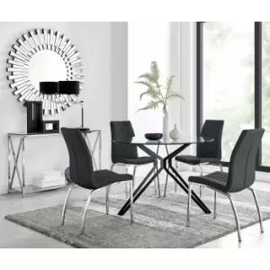 Image of Cascina Dining Table and 4 Black Isco Chairs - Black