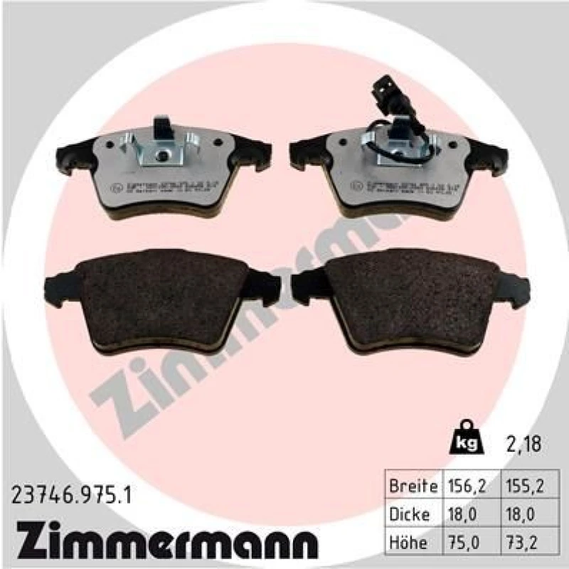 Image of ZIMMERMANN Brake pad set ZIMMERMANN 23746.975.1