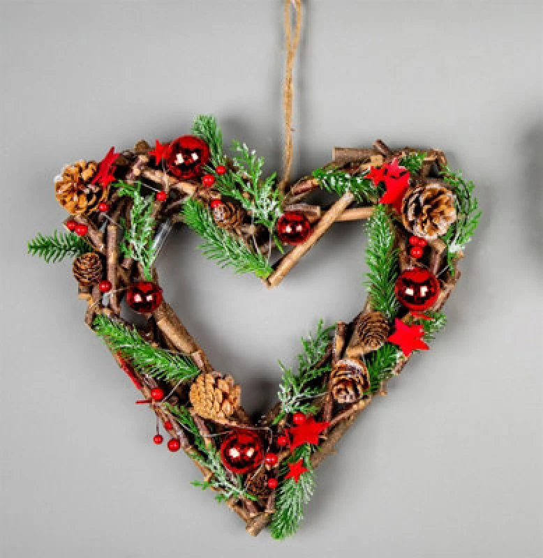 Image of Shatchi 35cm B/O LED Twig Hanging Heart Red Red