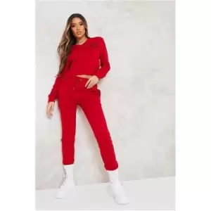 I Saw It First Oversized 98 Crest Joggers - Red