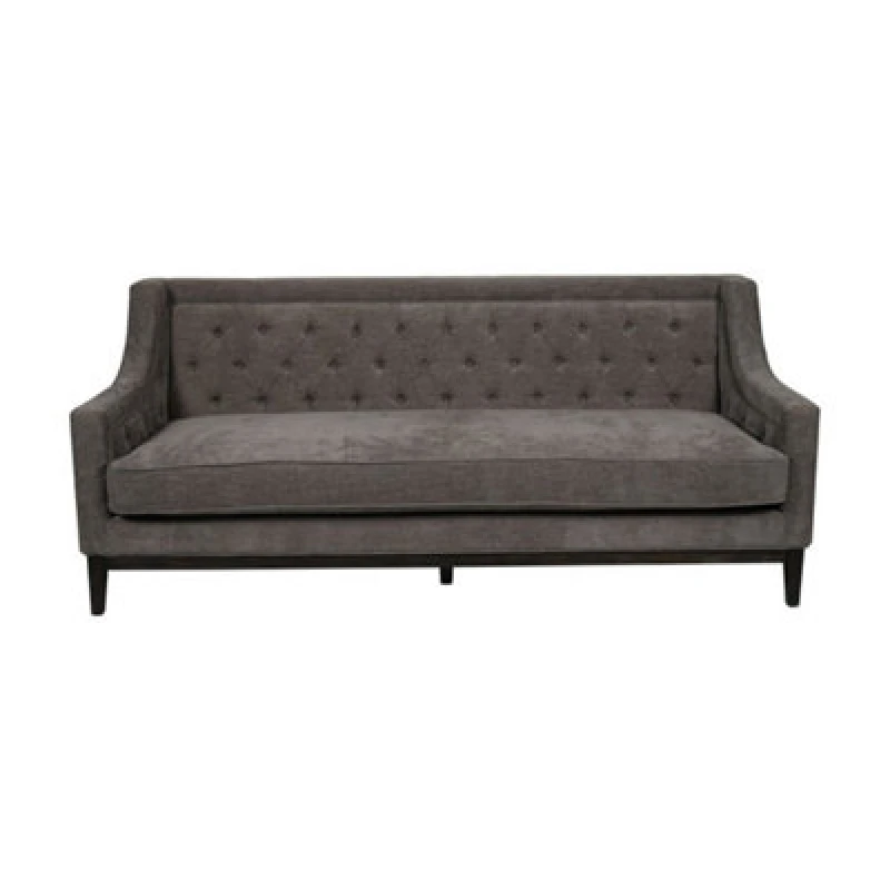 Image of Buttercup Farm Theodore Buttoned 3 Seater Sofa - Wood/foam/polyester/metal - L86 X W200 X H86cm - Grey