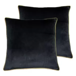 Image of Paoletti Meridian Twin Pack Polyester Filled Cushions Black/Gold