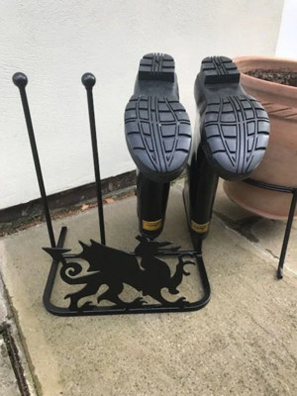 Image of Poppy Forge 2 Pair Boot Rack - Welsh Dragon - Steel - L30.4 X W38 X H48.3cm - Black