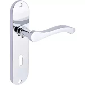 image of Designer Levers Capri Door Handles Lock Polished (Pair) in Chrome