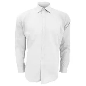 Image of Kustom Kit Mens Slim Fit Long Sleeve Business / Work Shirt (14.5) (White)