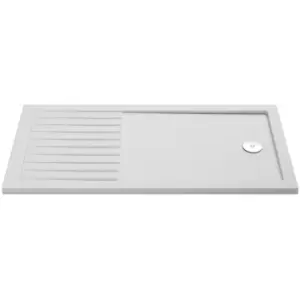 image of White 1400mm x 900mm Slip Resistant Walk In Shower Tray with Centre Edge Waste - NSR1490 - European White - Hudson Reed