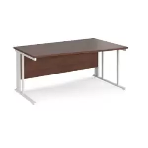 image of Office Desk Right Hand Wave Desk 1600mm Walnut Top With White Frame Maestro 25 MCM16WRWHW