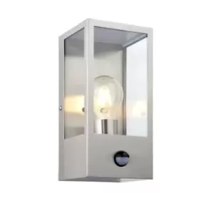 image of Oxford Timeless Classic Wall Lantern Brushed Stainless Steel with PIR Motion Sensor, IP44