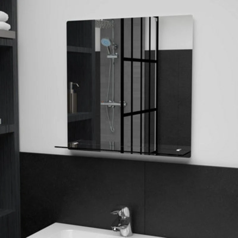 Image of Vidaxl Wall Mirror With Shelf 50X50 Cm Tempered Glass