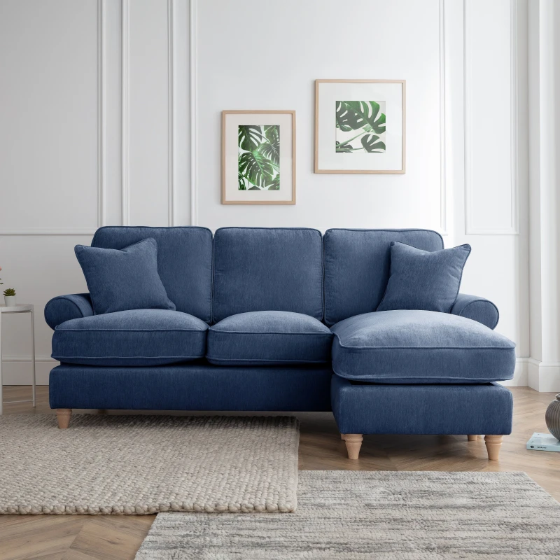 Image of The Great Sofa Company Ezra Right Hand Chaise Sofa Manhattan Navy Navy Unisex