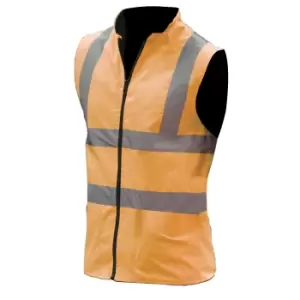 Image of Yoko Mens Workwear Hi-Vis Reversible Fleece Vest / Jacket (XL) (Hi Vis Orange)