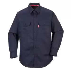 image of Biz Flame Mens Flame Resistant Work Shirt Navy 2XL