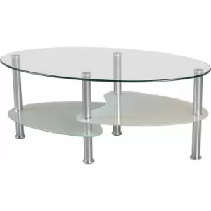 image of Cara Oval Coffee Table Clear Glass Top & Chrome Legs - Seconique