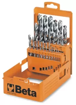 image of Beta Tools 412/SP19 19pc HSS Twist Drill Bit Set Ø 1-10mm (0.5mm inc.) 004120419