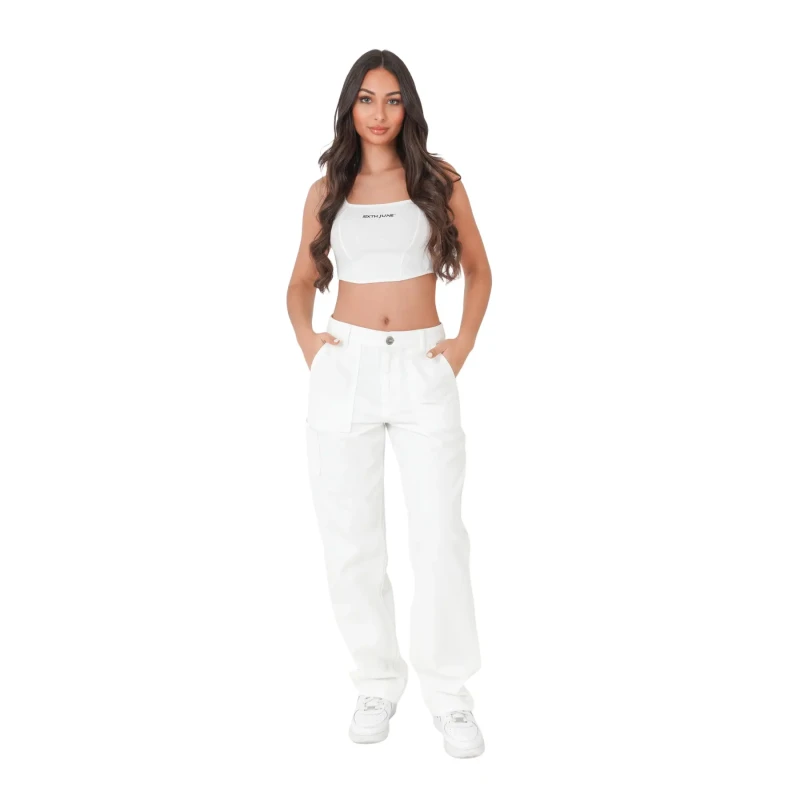Image of Sixth June Womens carpenter trousers with pockets Sixth June Blanc Female XS