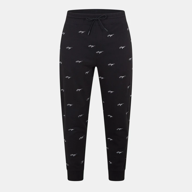 Image of Hugo Mens Duritiba Black Closed Hem Woven Tracksuit Joggers Black male S