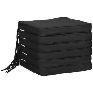 Image of Outsunny Set of 6 Chair Cushion Seat Pads Dining Chair w/ Straps Indoor Outdoor Removable Tie On Garden Patio Black