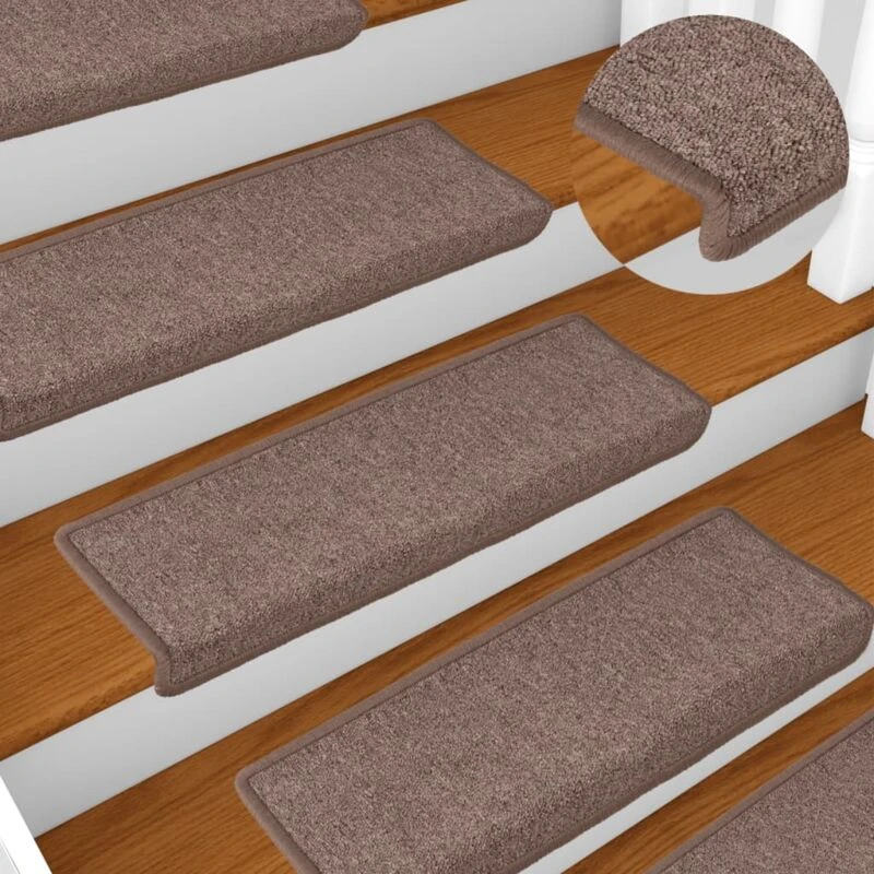 Image of VIDAXL Stair Mats 15 pcs 65x21x4cm Brown Rectangular Edge Vidaxl 8720286288276