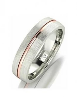 Image of The Love Silver Collection Argentium Silver 5mm Wedding Band with 9ct Gold Stripe, One Colour, Size Y, Men