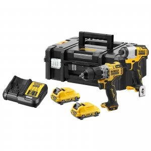 Image of DEWALT DCK2111L2T 12v XR Cordless Combi Drill and Impact Driver Kit 2 x 2ah Li-ion Charger Case