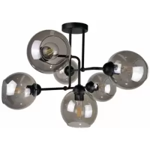 Image of Keter Cosmo Multi Arm Semi Flush Ceiling Light Black, 55cm, 6x E27