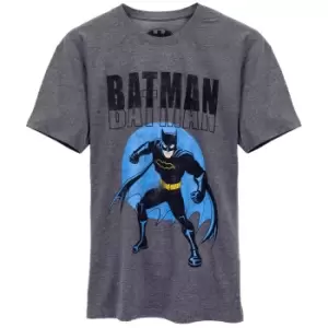 image of Batman Mens T-Shirt (L) (Grey/Blue)