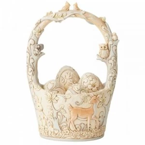 Image of Find Your Path White Woodland Easter Basket Figurine